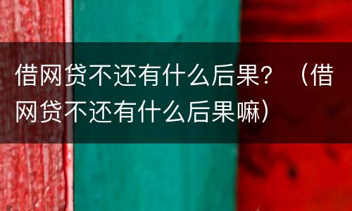 借网贷不还有什么后果？（借网贷不还有什么后果嘛）