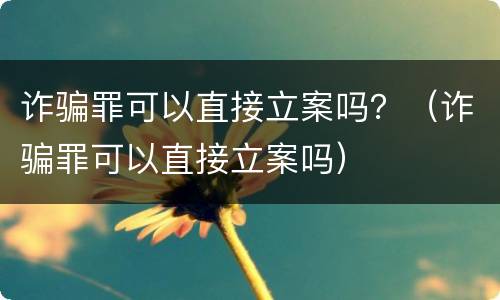 诈骗罪可以直接立案吗？（诈骗罪可以直接立案吗）