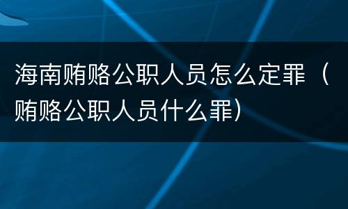 海南贿赂公职人员怎么定罪（贿赂公职人员什么罪）