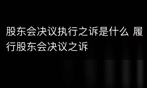 股东会决议执行之诉是什么 履行股东会决议之诉