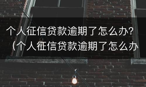 个人征信贷款逾期了怎么办？（个人征信贷款逾期了怎么办信用卡）