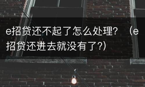 e招贷还不起了怎么处理？（e招贷还进去就没有了?）