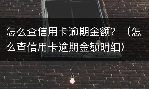 怎么查信用卡逾期金额？（怎么查信用卡逾期金额明细）