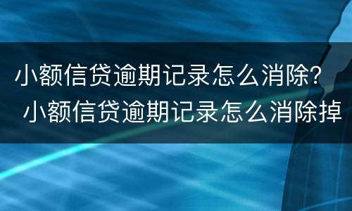 小额信贷逾期记录怎么消除？ 小额信贷逾期记录怎么消除掉