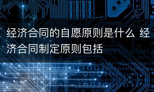 经济合同的自愿原则是什么 经济合同制定原则包括