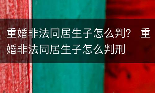 重婚非法同居生子怎么判？ 重婚非法同居生子怎么判刑