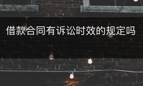 借款合同有诉讼时效的规定吗