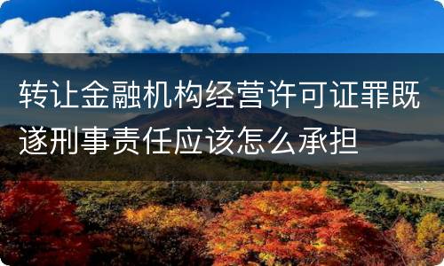 转让金融机构经营许可证罪既遂刑事责任应该怎么承担