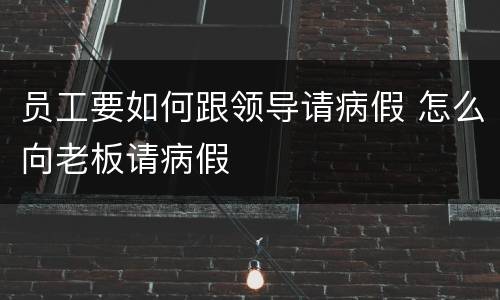 员工要如何跟领导请病假 怎么向老板请病假