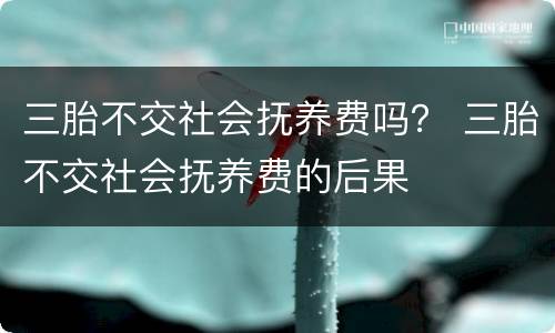 三胎不交社会抚养费吗？ 三胎不交社会抚养费的后果