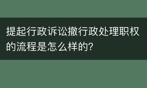 提起行政诉讼撤行政处理职权的流程是怎么样的？