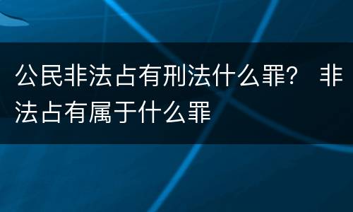 公民非法占有刑法什么罪？ 非法占有属于什么罪