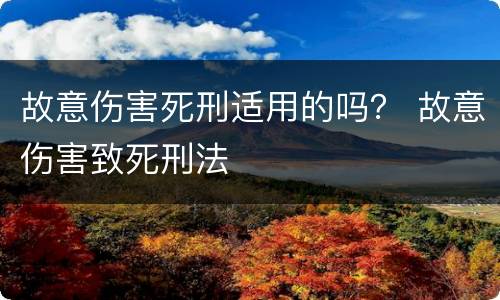 故意伤害死刑适用的吗？ 故意伤害致死刑法