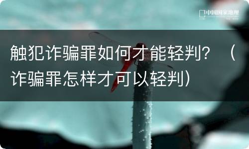 触犯诈骗罪如何才能轻判？（诈骗罪怎样才可以轻判）