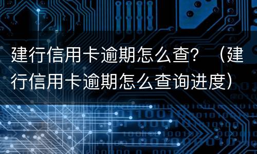 建行信用卡逾期怎么查？（建行信用卡逾期怎么查询进度）