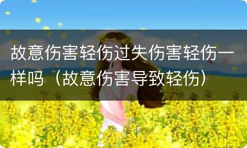 故意伤害轻伤过失伤害轻伤一样吗（故意伤害导致轻伤）