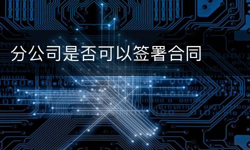分公司是否可以签署合同