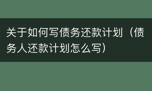关于如何写债务还款计划（债务人还款计划怎么写）
