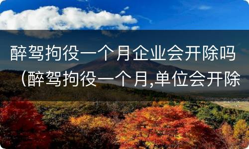 醉驾拘役一个月企业会开除吗（醉驾拘役一个月,单位会开除吗）