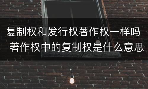 复制权和发行权著作权一样吗 著作权中的复制权是什么意思