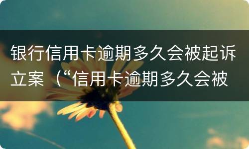 银行信用卡逾期多久会被起诉立案（“信用卡逾期多久会被起诉”）