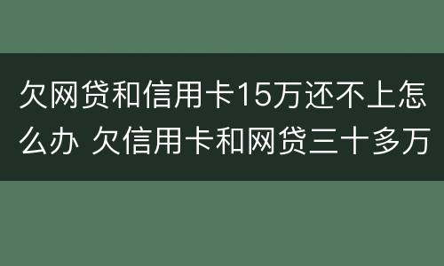 欠网贷和信用卡15万还不上怎么办 欠信用卡和网贷三十多万还不上怎么办