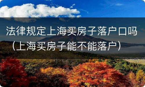 法律规定上海买房子落户口吗（上海买房子能不能落户）