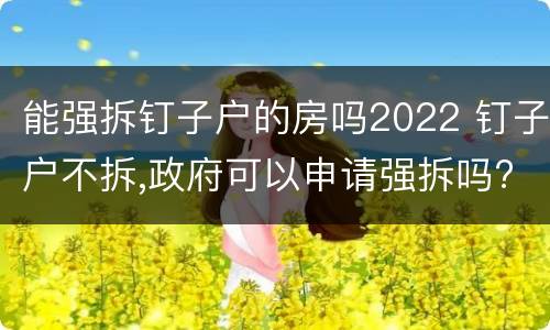 能强拆钉子户的房吗2022 钉子户不拆,政府可以申请强拆吗?
