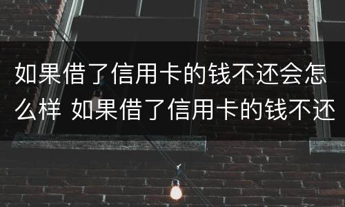 如果借了信用卡的钱不还会怎么样 如果借了信用卡的钱不还会怎么样呢