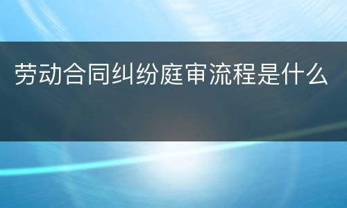 劳动合同纠纷庭审流程是什么