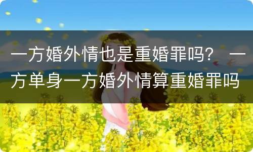 一方婚外情也是重婚罪吗？ 一方单身一方婚外情算重婚罪吗