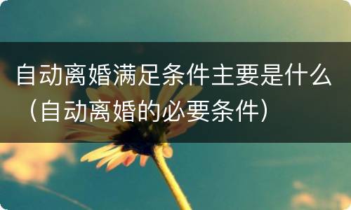 自动离婚满足条件主要是什么（自动离婚的必要条件）
