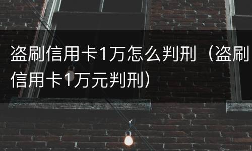 盗刷信用卡1万怎么判刑（盗刷信用卡1万元判刑）