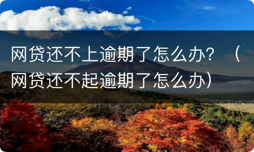 网贷还不上逾期了怎么办？（网贷还不起逾期了怎么办）