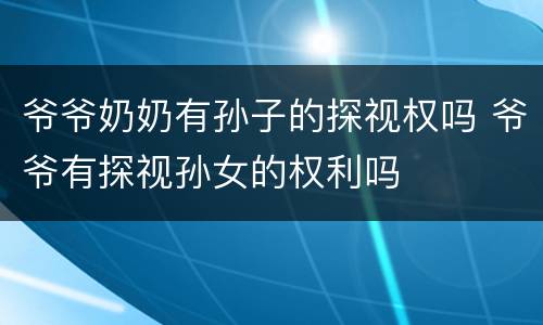 爷爷奶奶有孙子的探视权吗 爷爷有探视孙女的权利吗