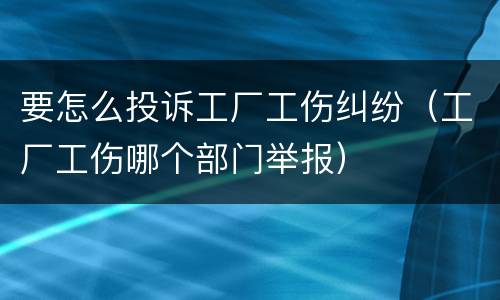 要怎么投诉工厂工伤纠纷（工厂工伤哪个部门举报）