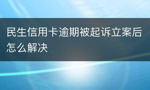 民生信用卡逾期被起诉立案后怎么解决