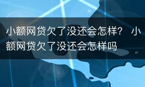 小额网贷欠了没还会怎样？ 小额网贷欠了没还会怎样吗