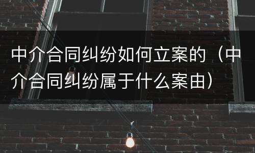 中介合同纠纷如何立案的（中介合同纠纷属于什么案由）