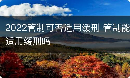 2022管制可否适用缓刑 管制能适用缓刑吗