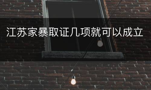 江苏家暴取证几项就可以成立