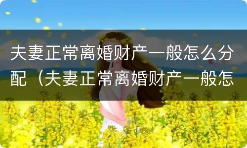 夫妻正常离婚财产一般怎么分配（夫妻正常离婚财产一般怎么分配给对方）