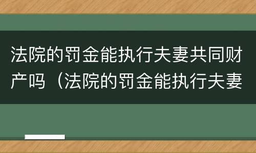 法院的罚金能执行夫妻共同财产吗（法院的罚金能执行夫妻共同财产吗怎么执行）