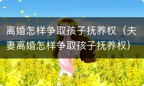 离婚怎样争取孩子抚养权（夫妻离婚怎样争取孩子抚养权）