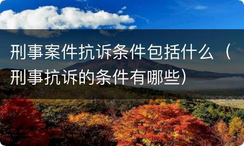 刑事案件抗诉条件包括什么（刑事抗诉的条件有哪些）