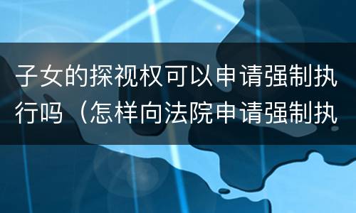 子女的探视权可以申请强制执行吗（怎样向法院申请强制执行子女探视权）