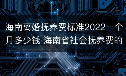 海南离婚抚养费标准2022一个月多少钱 海南省社会抚养费的征收标准