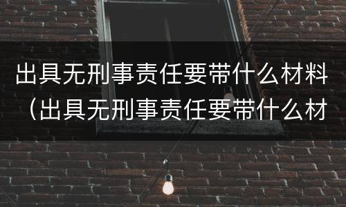出具无刑事责任要带什么材料（出具无刑事责任要带什么材料证明）