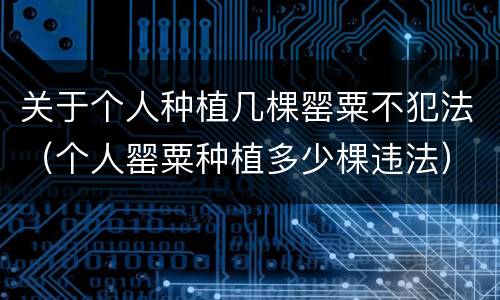 关于个人种植几棵罂粟不犯法（个人罂粟种植多少棵违法）