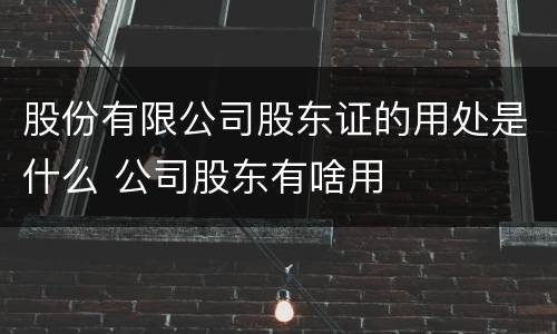 股份有限公司股东证的用处是什么 公司股东有啥用